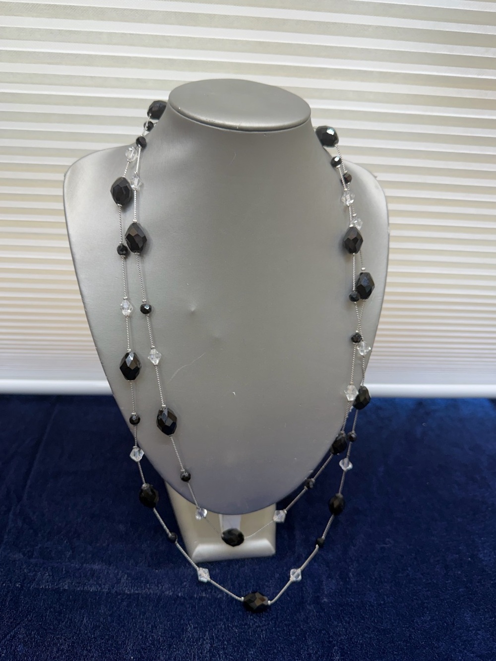 Talbots Black & Silver Layered Necklace